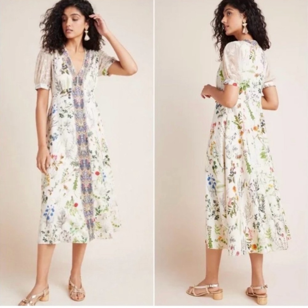 Anthropologie Floral Midi Dress, xs